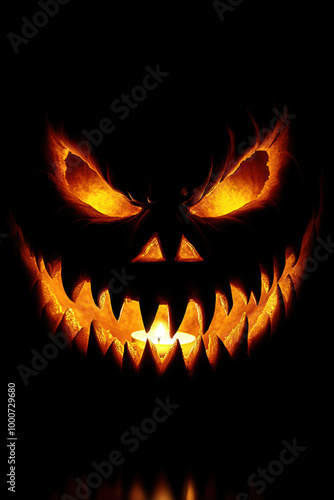 Eerie Jack-o'-Lantern Candlelit Silhouette