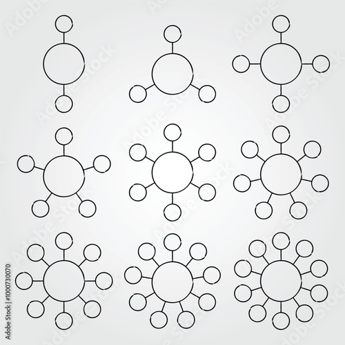 Minimalist hub and spoke diagram set