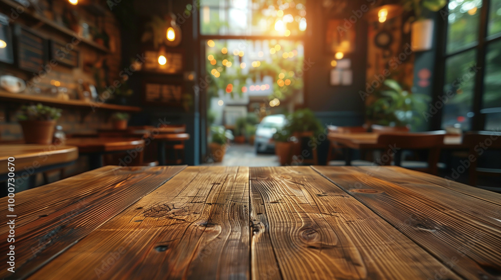 Cozy Coffee Shop Interior with Warm Lighting and Wooden Tables Cozy Coffee Shop Interior with Warm Lighting and Wooden Tables