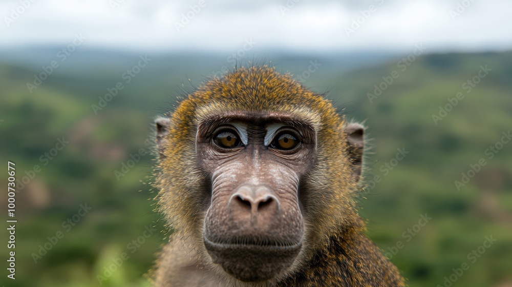 Fototapeta premium close-up portrait of a curious primate
