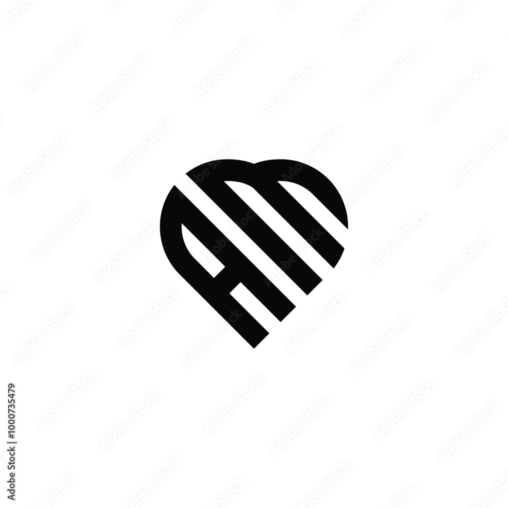Heart Shape Vector Logo Design for Initial Letter AM Heart Shape Vector Logo Design for Initial Letter AM