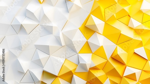 Abstract Yellow and White Geometric Design with Faceted Polygonal Shapes_7