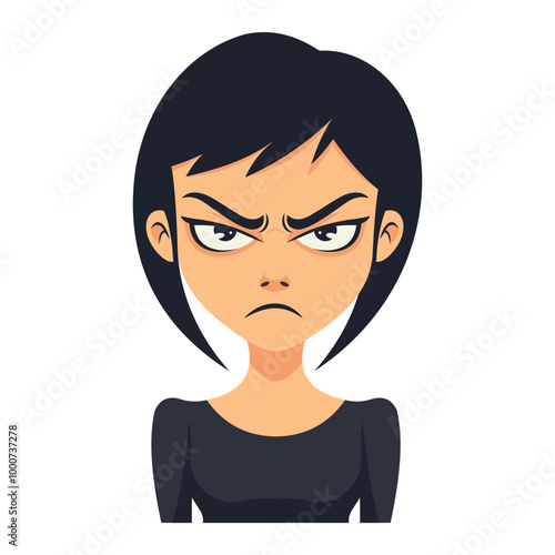 a cartoon of a girl with an angry expression illustration