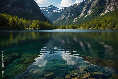 lovatnet lake Beautiful Nature Norway. Generative AI photo