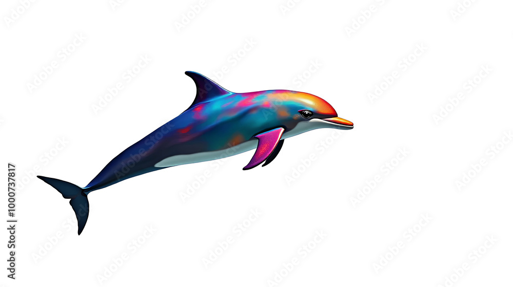 Fototapeta premium Colorful dolphin isolated on isolated white background