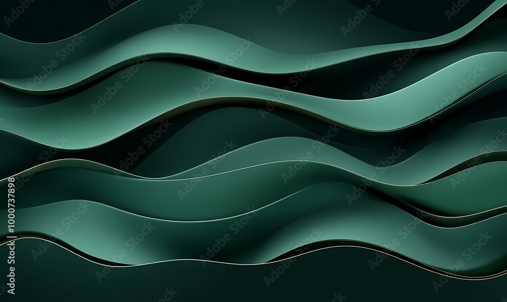 Mystical Emerald Elegance on 3D Wavy Textured Background with Geometric Surface. Mystical Emerald Elegance on 3D Wavy Textured Background with Geometric Surface.