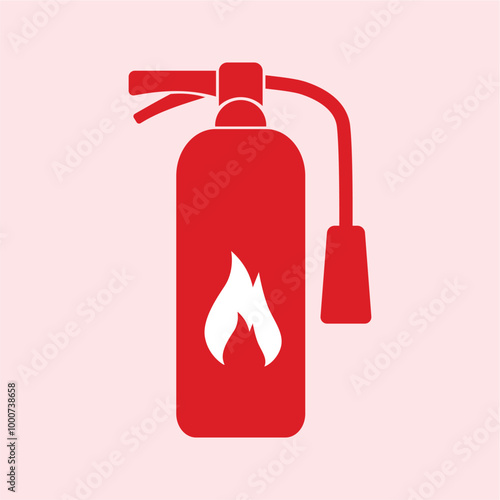 A red fire extinguisher with a white flame on it. Concept of danger and the importance of being prepared for emergencies