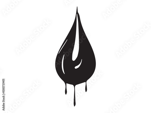 Black silhouette of a water drop isolated on a white background. Concept of minimalist style, abstract liquid shape, clean design, fluid symbol. Print, icon, design element