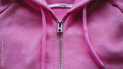 pink hoodie zipper full on screen on white background