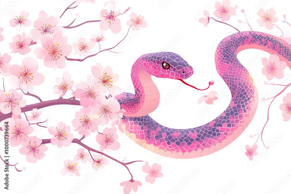 Fototapeta premium 2025年 年賀状素材 巳年 へび