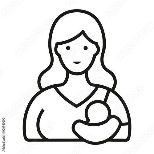 Mother Breastfeeding Line Art.