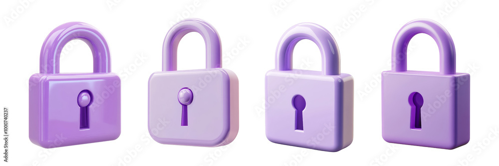 Purple Padlock 3D Icon isolated on transparent background. Purple Padlock 3D Icon isolated on transparent background.