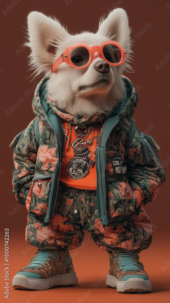 Full body portrait of a anthropomorphic dog in military uniform Full body portrait of a anthropomorphic dog in military uniform
