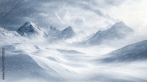 Blizzard Engulfing Mountain Range in a Snowstorm - Capturing the Intensity of Nature's Fury