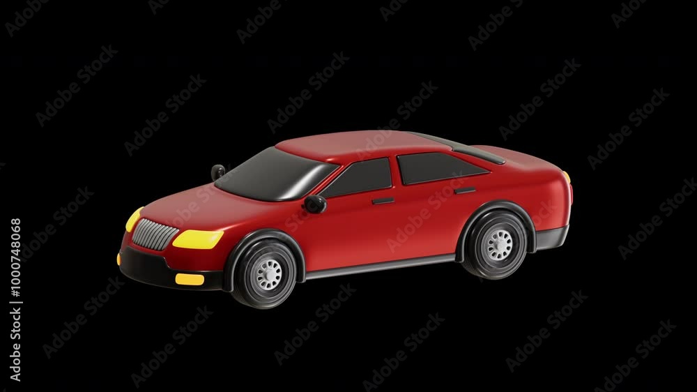 3D Animation of Red Sedan Model Sleek Automotive Elegance | Alpha Channel 3D Animation of Red Sedan Model Sleek Automotive Elegance | Alpha Channel