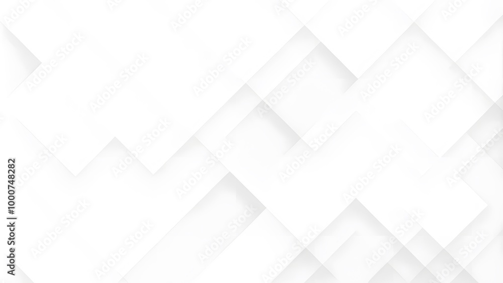 Abstract white background with texture pattern, layered geometric triangle shapes, white and grey glossy squares abstract tech banner design