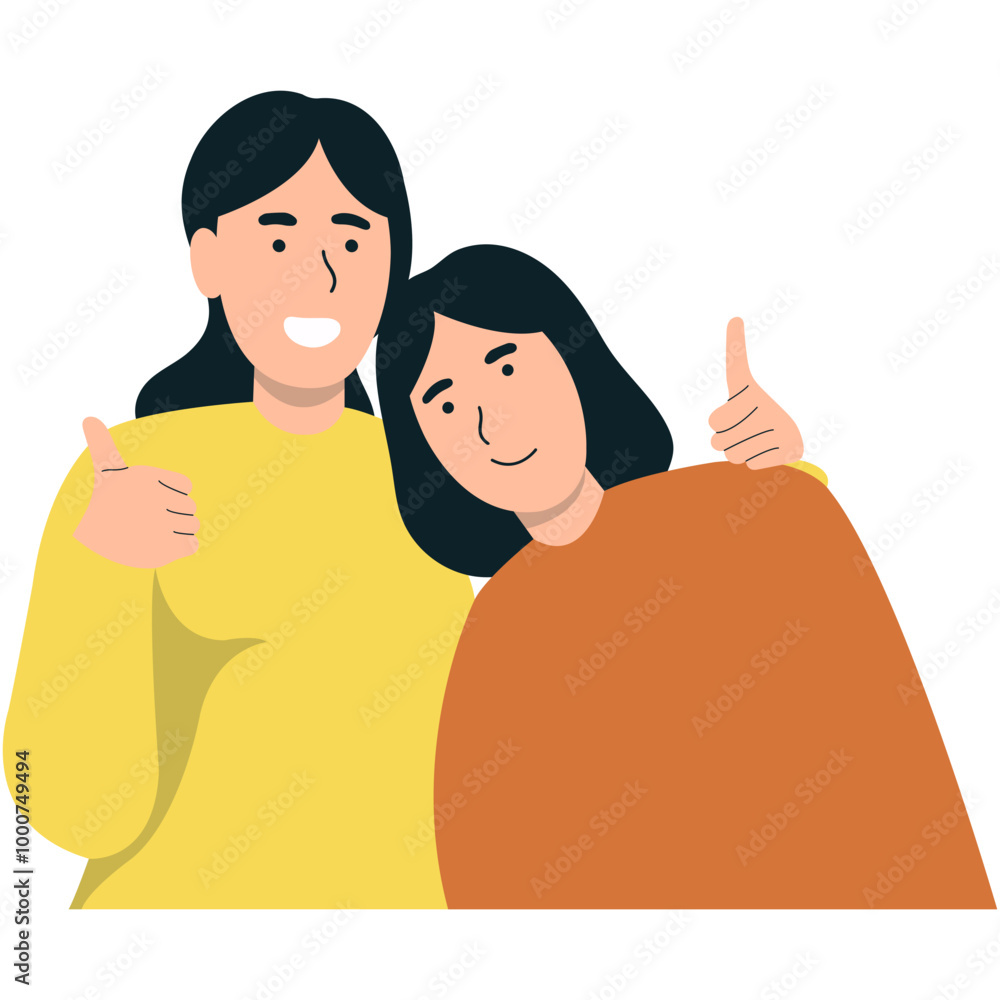 Fototapeta premium Happy Friendship Day Character with Simple Cartoon Shape. Vector Illustration in Flat Style