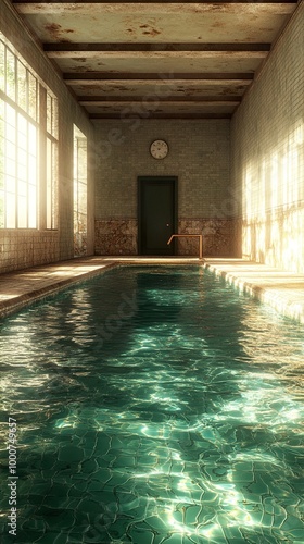 Vintage Indoor Pool with Sunbeams