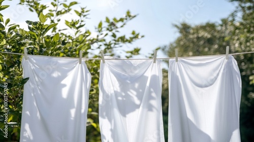 Wallpaper Mural Three white clothes hanging on a clothesline in the sun Torontodigital.ca