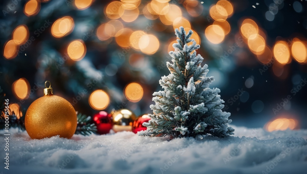 Christmas winter blurred background. Xmas tree with snow decorated with garland lights, holiday festive background. Widescreen backdrop. New year Winter art design, wide screen holiday border Christmas winter blurred background. Xmas tree with snow decorated with garland lights, holiday festive background. Widescreen backdrop. New year Winter art design, wide screen holiday border