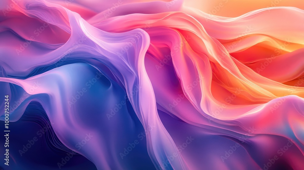 Colorful Abstract Fabric Waves in Motion with Gradient Light Colorful Abstract Fabric Waves in Motion with Gradient Light