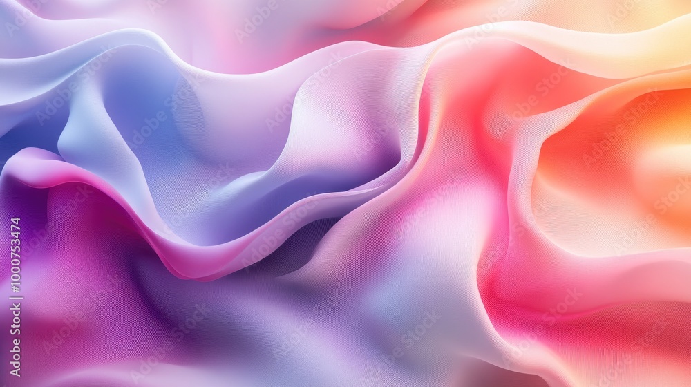 Fototapeta premium Vibrant Abstract Fabric Waves in Soft Focus with Gradient Colors