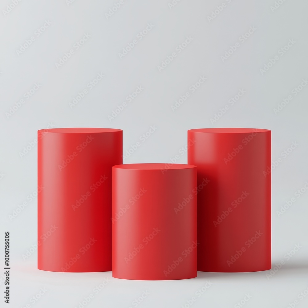 3d abstract geometric forms. Glossy red podiums on a white background 3d abstract geometric forms. Glossy red podiums on a white background
