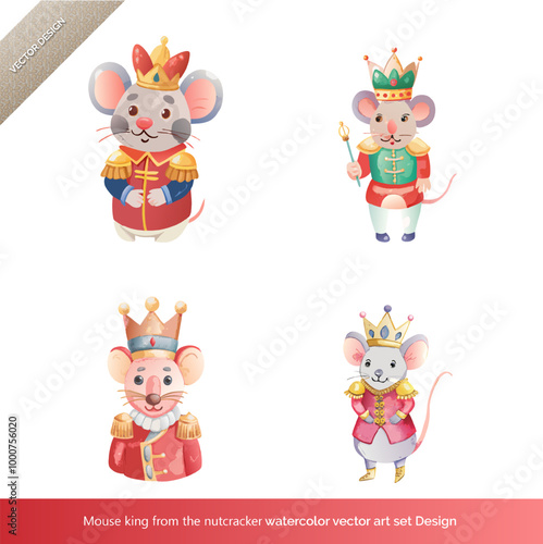 Mouse King from The Nutcracker  Watercolor Vector Art Set