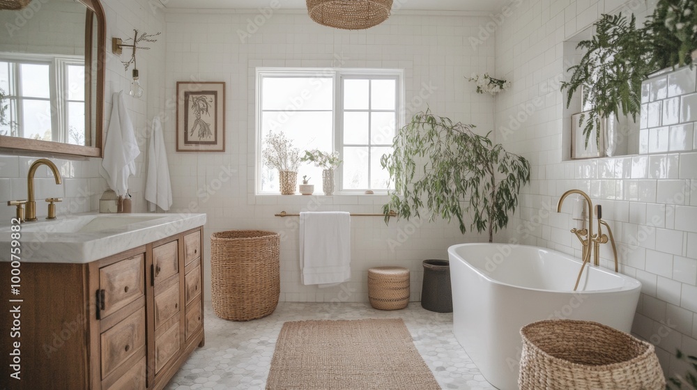 A bathroom with a white bathtub, a sink, and a mirror A bathroom with a white bathtub, a sink, and a mirror