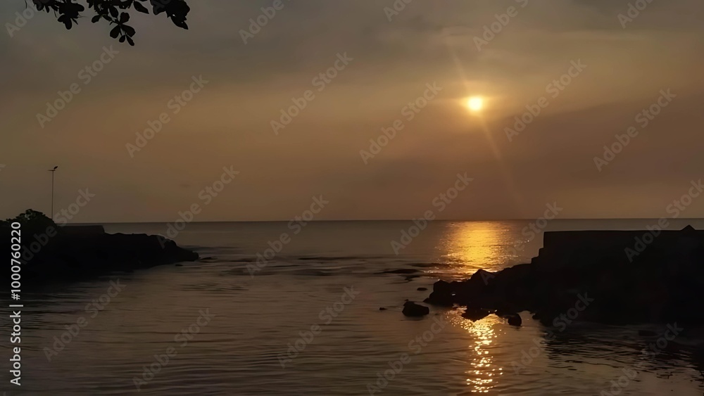 sunset view with gold color gradation on the beach sunset view with gold color gradation on the beach