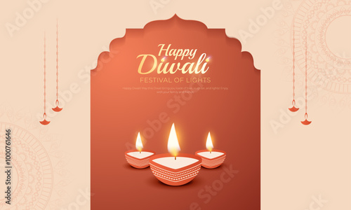 Happy Diwali Indian festival of lights, holiday Background, Diwali celebration greeting card, abstract vector illustration design.