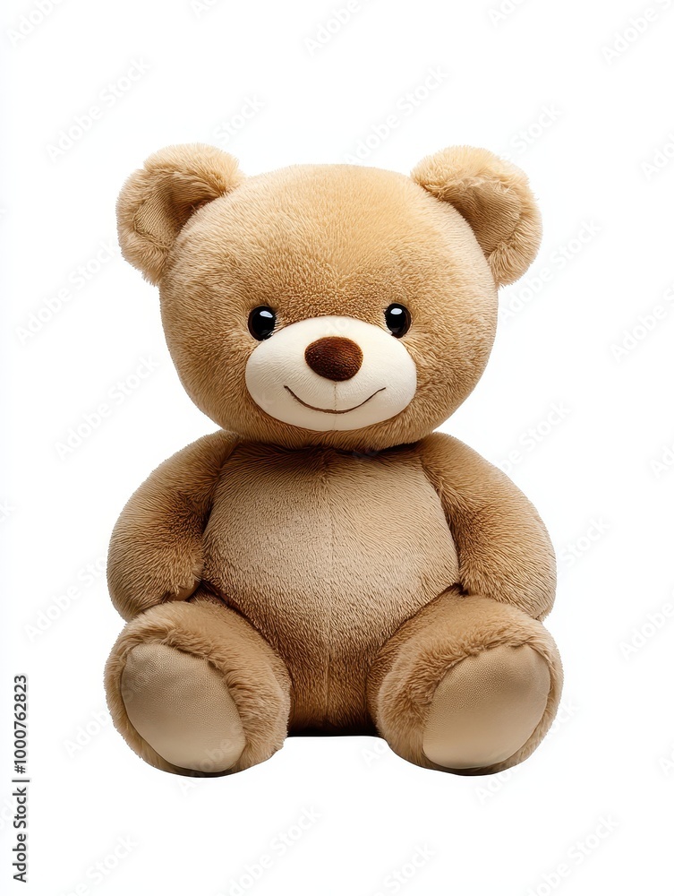 A teddy bear is sitting on a white background A teddy bear is sitting on a white background