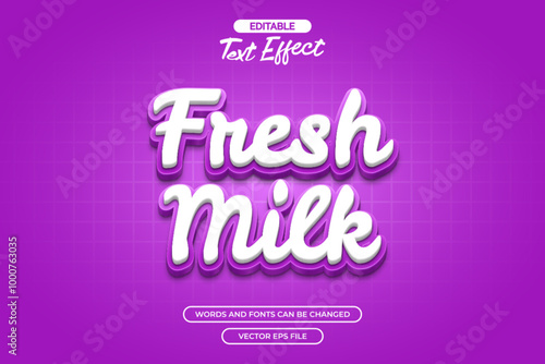 Fresh milk editable text effect with background