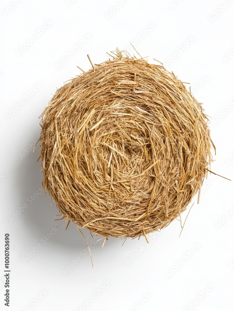 Obraz premium A small pile of straw is shown in a white background