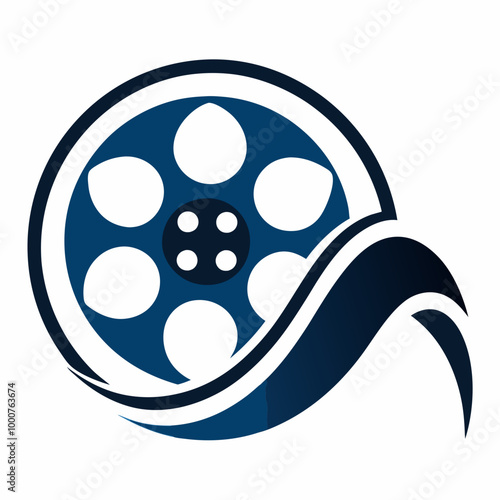 Film reel logo vector illustration on white background