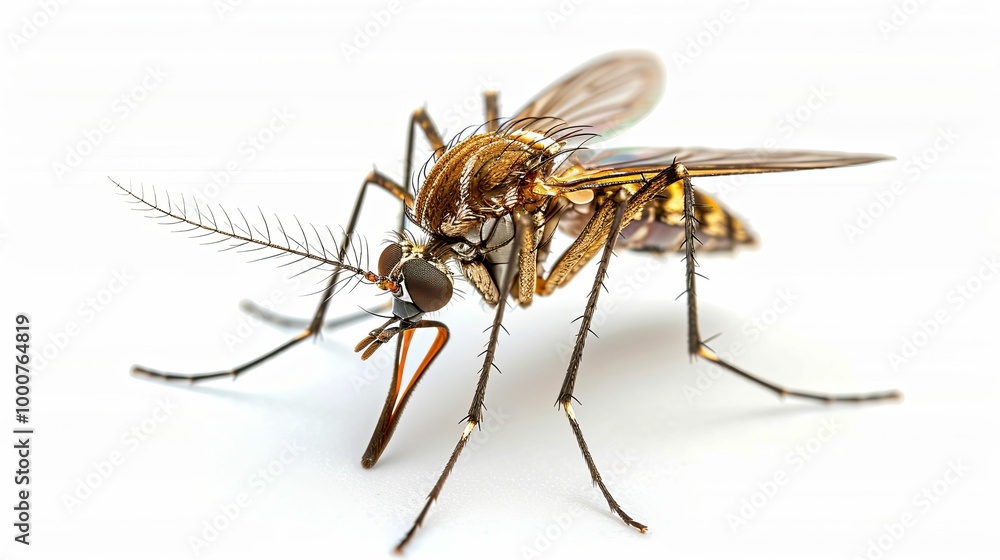 A Detailed Close-Up of a Mosquito with its Wings Extended A Detailed Close-Up of a Mosquito with its Wings Extended