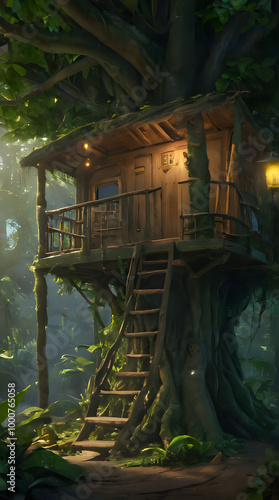 Wallpaper Mural a tree house in the middle of a forest Torontodigital.ca