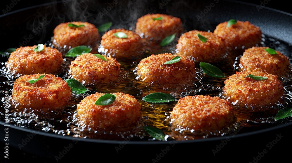 Chicken Nuggets Frying in Pan Chicken Nuggets Frying in Pan