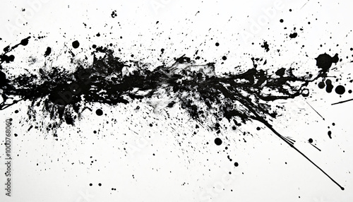 Random bursts and splatters of ink in black and white or vibrant colors, evoking a raw, artistic energy