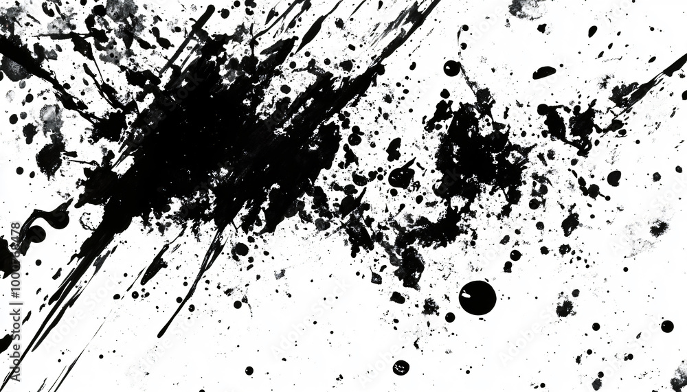 Random bursts and splatters of ink in black and white or vibrant colors, evoking a raw, artistic energy Random bursts and splatters of ink in black and white or vibrant colors, evoking a raw, artistic energy
