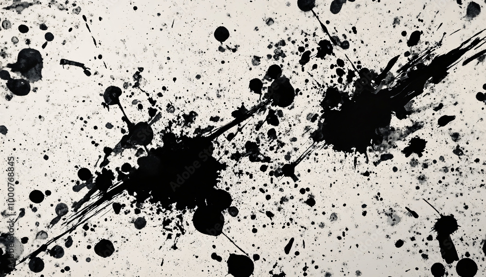 Random bursts and splatters of ink in black and white or vibrant colors, evoking a raw, artistic energy Random bursts and splatters of ink in black and white or vibrant colors, evoking a raw, artistic energy