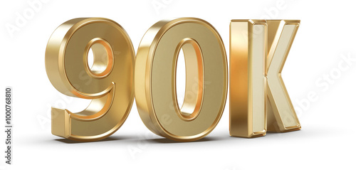 90K Followers Gold 3D Number