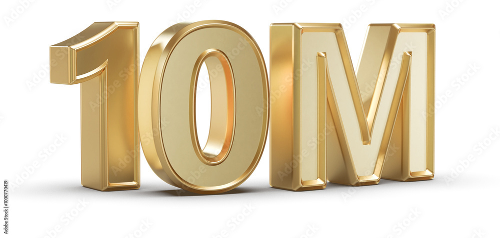 10M Followers Gold 3D Number 10M Followers Gold 3D Number