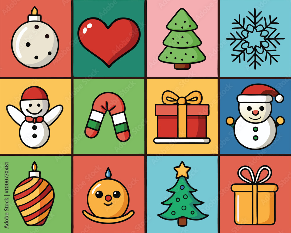 Fototapeta premium Christmas Icons Vector