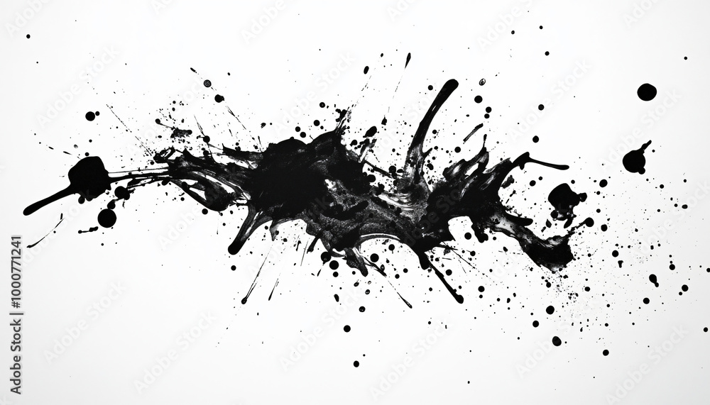 Random bursts and splatters of ink in black and white or vibrant colors, evoking a raw, artistic energy Random bursts and splatters of ink in black and white or vibrant colors, evoking a raw, artistic energy