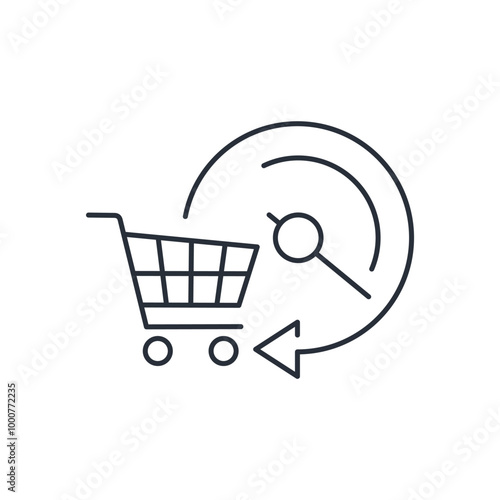 Fast, quick complete order.  Vector linear icon isolated on white background.