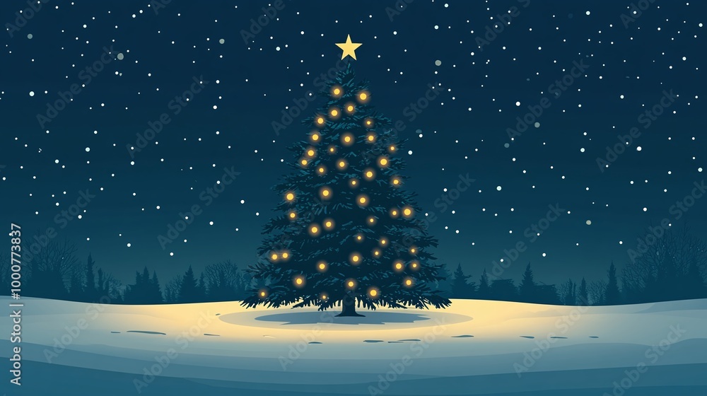 Christmas tree cartoon christmas illustration on snow Christmas tree cartoon christmas illustration on snow
