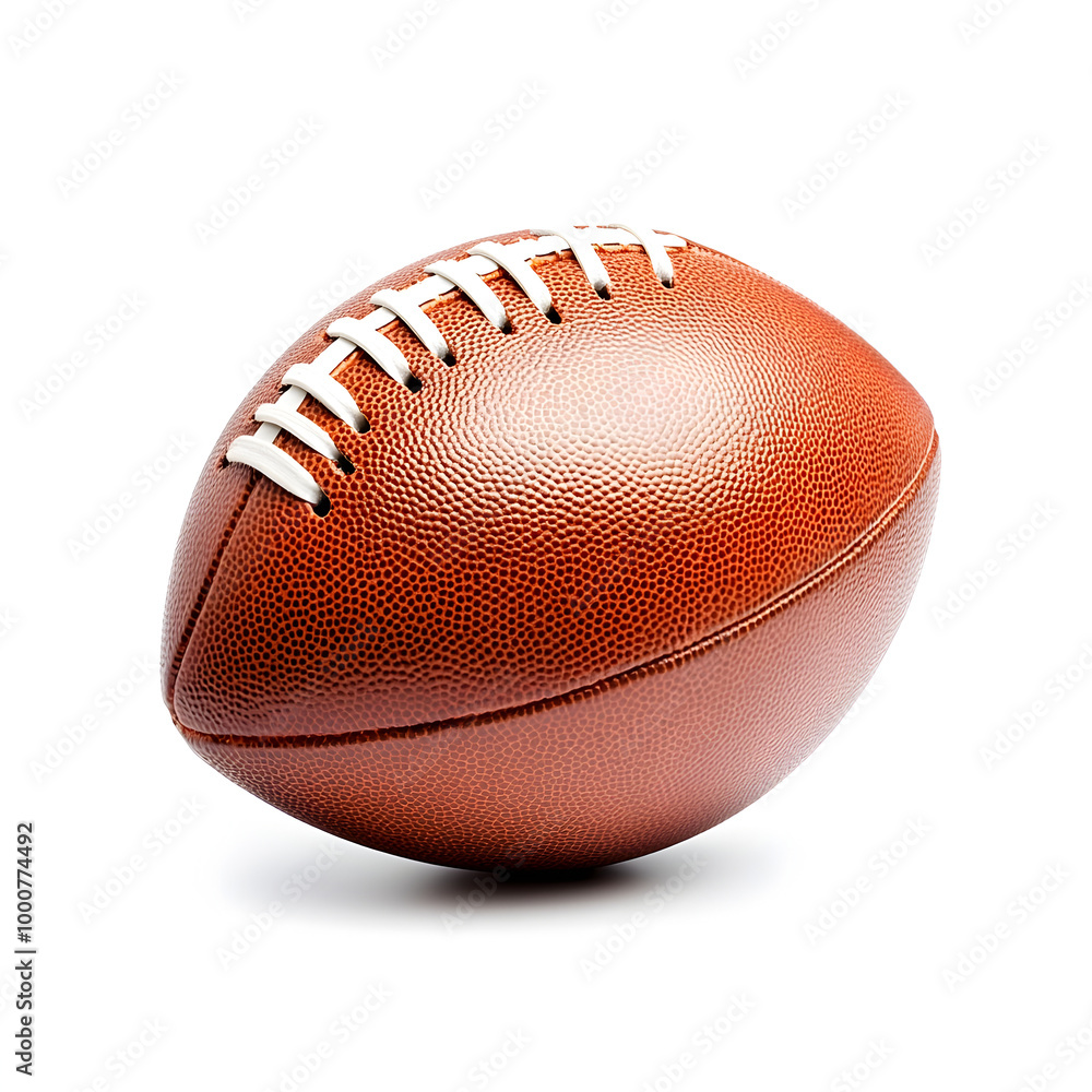 Detailed Close up Shot of a Perfectly Inflated American Football Ball Against White Background Detailed Close up Shot of a Perfectly Inflated American Football Ball Against White Background