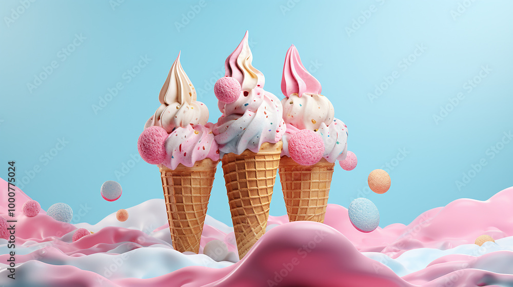 Background With Colorful Ice Cream Background With Colorful Ice Cream