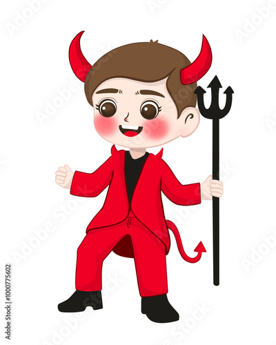 Little boy in devil costume 